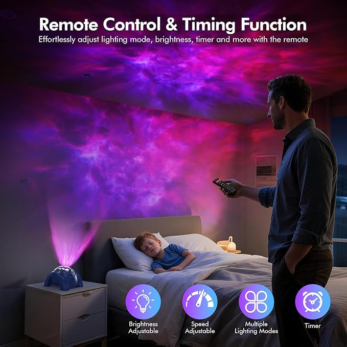Rossetta Dual Lens Galaxy Projector, Star Projector for Bedroom with White Noise & Bluetooth Speaker, Remote, Timer, Aurora & Nebula Night Light for Easter, Party, Yoga, Gifts for Kids Adult Teen