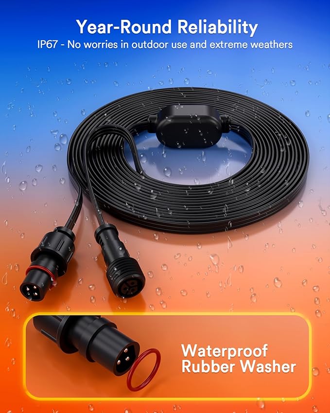 Lumary Extension Cords for Permanent Outdoor Lights Gen 2 Only, Not Work with Pro and Max Version, Black 12Ft