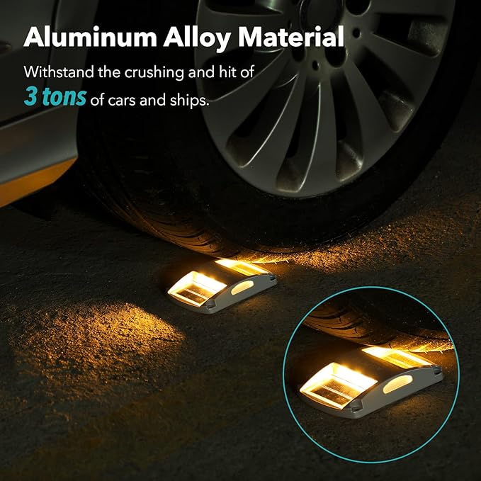 AGPTEK Solar Driveway Lights 20 Pack, Outdoor Deck Dock Marine LED Solar Powered Waterproof Driveway Marker Lights for Warning Step, Sidewalk, Pathway, Garden, Yard (Warm White)
