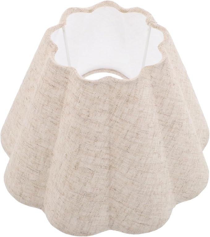 Homoyoyo Floor Lamp Shade: Linen Table Lamp Shade - Pleated Scalloped Lampshade - Decorative Fabric Light Cover Replacement For Bedside Floor Lighting Beige