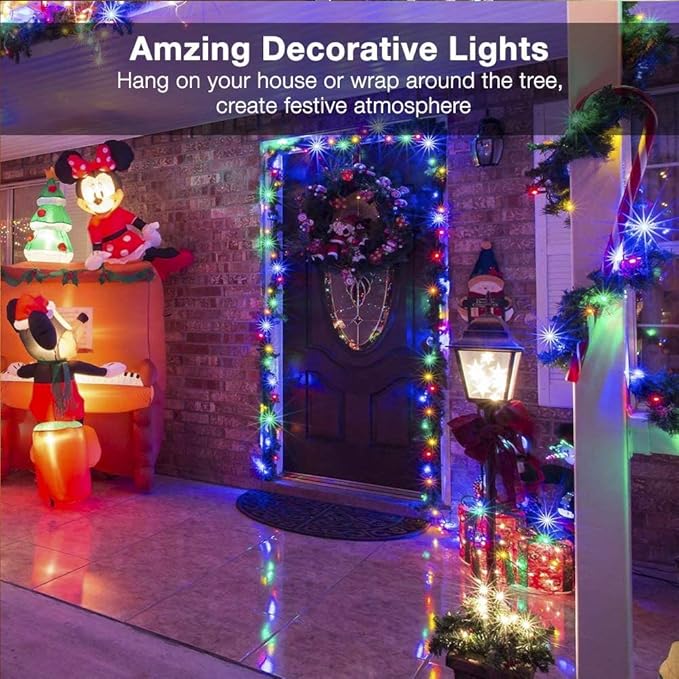 Hopolon Mini Christmas Lights, 2 Pack 23ft 100L String Lights, 120V UL Plug Extendable Xmas Tree Lights for Christmas, Patio, Home, Party, Holiday, Garden, Indoor/Outdoor Decor(2pcs Multicolor)