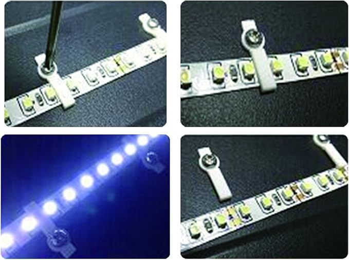 SpiritLED 100 Lots LED Strip Light Mounting Brackets,One Side Fixing Clips,Screws Included (for Non-Waterproof Strip Width 10mm)