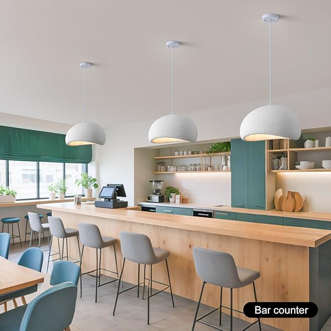 15.7 inch Wabi Sabi Pendant Light Modern Japanese Ceiling Fixture for Dining Room Kitchen Island Hallway, White E26 Base Hanging Lamp (40cm/15.7in)