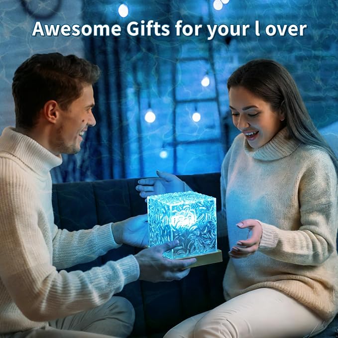 Ocean Wave Projector Light, Luminorth Cube 16-Color Dynamic Water Ripple Mood Light with Northern Aurora Projection for Ceiling, Dimmable Ambient Night Light, Romantic Bedroom Decor and for Teens