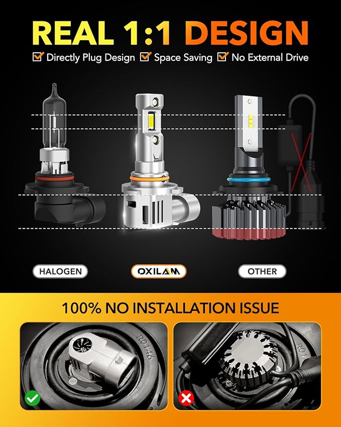 OXILAM 9005 9006 LED Bulb Combo HB-3 HB-4 Bulbs, 70000LM 120W, Ultra-Bright, 5 Min Quick Install, 70000H Lifespan, No Flicker, 99% Compatibility