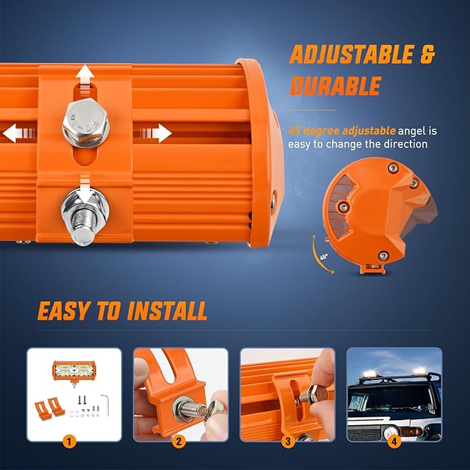 Nilight LED Light Bar 2PC 6.5Inch 120W Flood Spot Combo Triple Row Driving Lamp Roof Bumper Off Road Work Lights for Van Camper Wagon Car Pickup Golf Cart ATV UTV SUV Truck Boat 4x4