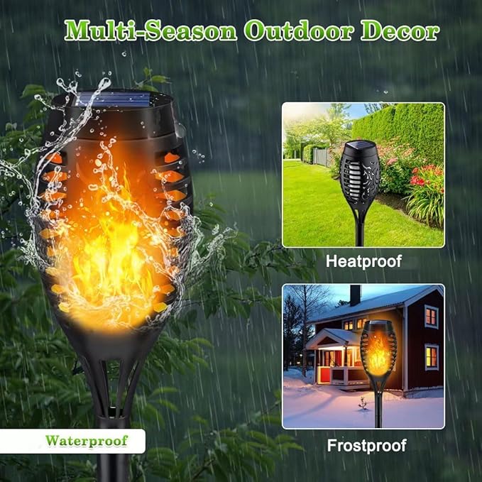 Outdoor Solar Lights, 6Pack Solar Torch Light with Flickering Flame, Solar Garden Lights Waterproof for Outdoor Decorations, Flame Torches for Outside, Outdoor Lighting for Pathway Yard Decor
