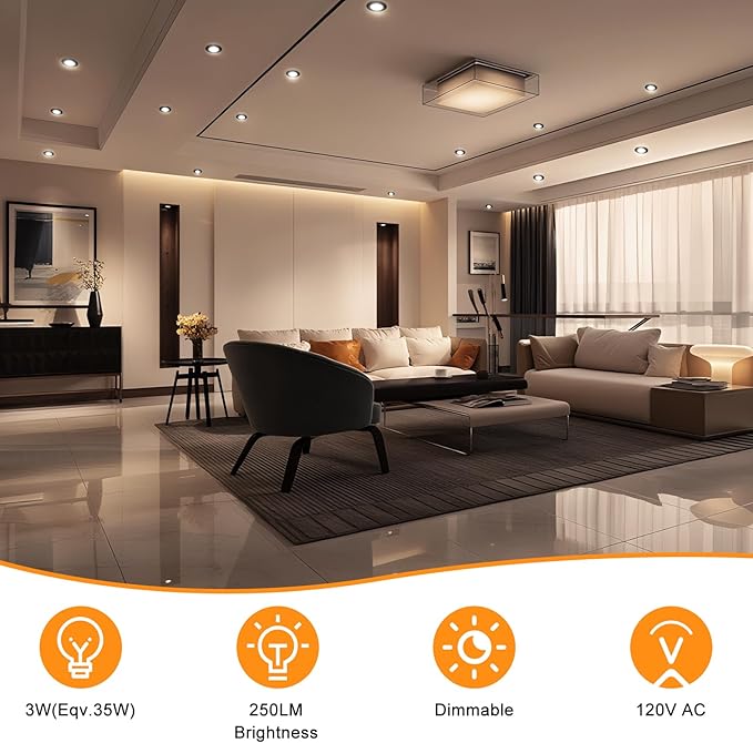 YGS-Tech 2 Inch LED Recessed Lighting, Dimmable Downlight 3W(35W Halogen Equivalent), CRI80, 3000K Warm White Ceiling Light with LED Driver(4 Pack)