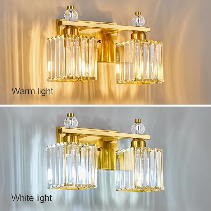 Gold Bathroom Vanity Lights Crystal Vanity Light Bathroom Lighting Fixtures 2 Light Modern Vanity Lighting Fixtures