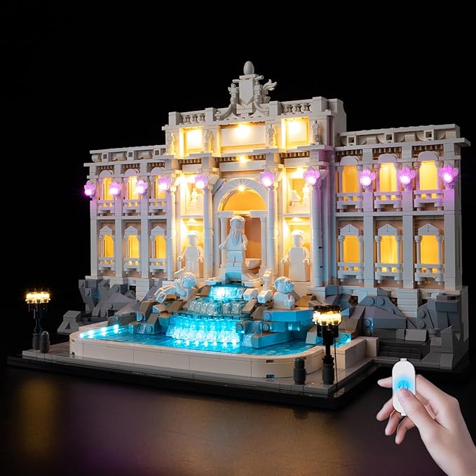 BrickSoul Upgrade Light Kit for Lego 21062 Architecture Trevi Fountain Building Set | with ON/Off & Dimmer Switch & Hidden Cable Tech | Easy Install Lighting Set (21062 Set NOT Included)