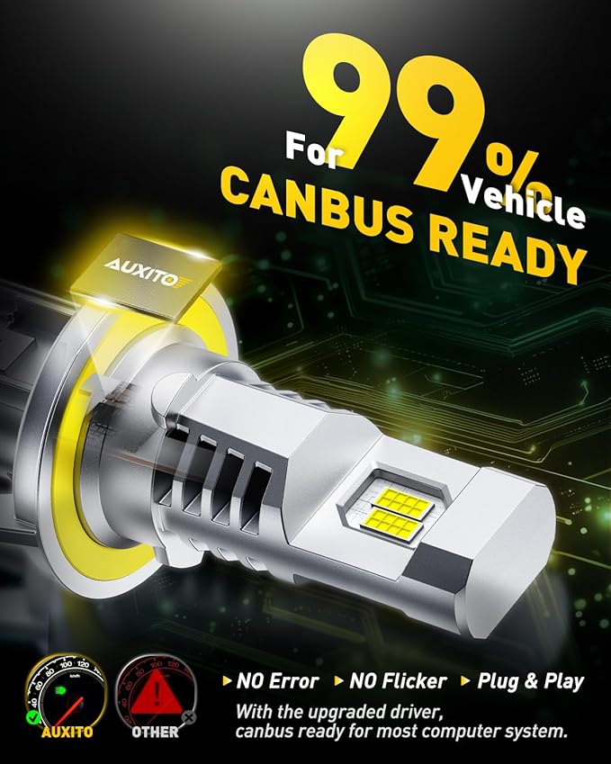 AUXITO H13/9008 Bulbs, 900% Brighter Ultra-Bright, Plug N Play, Long Lifespan, No Flicker, 99% Compatibility, 2PCS