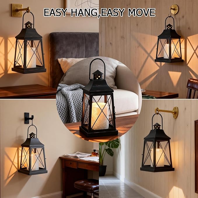 Candle Warmer Lamp with Timer,Compatible with 3 Wick Candles Jars,Vintage Candle Warmer Lantern Lamp,Dimmable Farmhouse Candle Lamp Warmer,Fully Enclosed and Hanging Up Designed