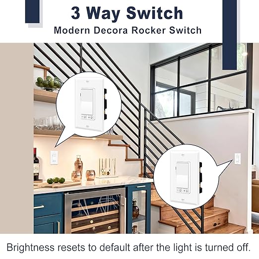 Dimmer Light Switch,Greencycle 4PK 3 Way Dimmer Switch for Dimmable 150W LED CFL Light,600W Halogen and Incandescent,15A 120V,Neutral Wire Not Required,Residential/Commercial,ETL Listed