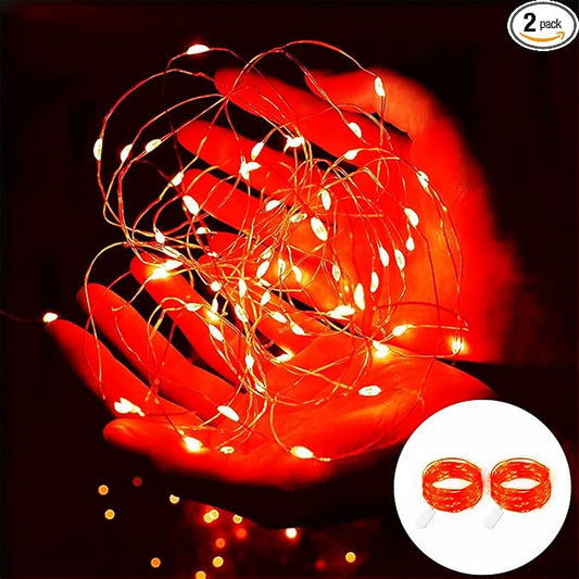 Valentines Day Decoration Red Fairy Lights Battery Operated, 7Ft 20 LED String Lights Lights, Diwali Halloween Lights for Indoor Outdoor Home Holiday Wedding Decorations-2Pack