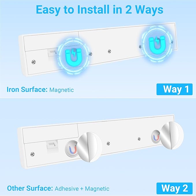 maylit 8 Pack Motion Sensor Light Indoor, Battery Operated Lights, Wireless Magnetic Night LED Bar, Stick on Lighting for Closet, Stair, Shelf, Hallway, Bed, Pantry, Under Cabinet, 6000K Cool White