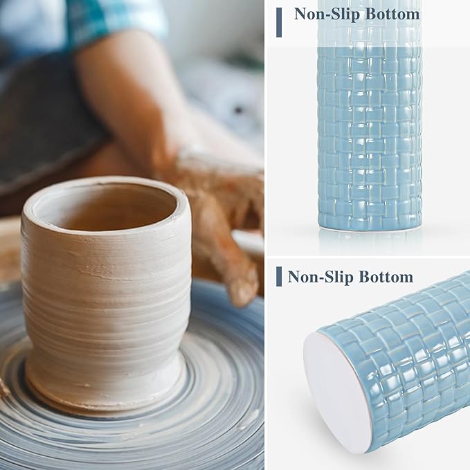 Luvkczc 24.8" Modern Ceramic Bedside Lamps Set of 2, 3 Color Temperature & Bulbs Included - Nightstand Lamps for Bedroom, Living Room, Office, Entryway Decor