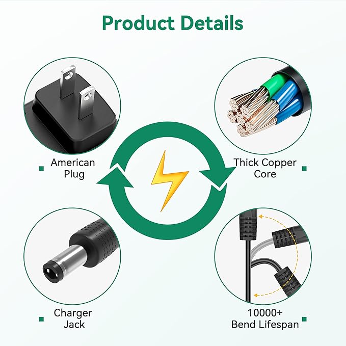 24V AC Adapter Charger Compatible with Govee H6078 RGBIC Floor Lamp LED Wi-Fi App Control Smart lamp Power Supply Cord Mains PSU