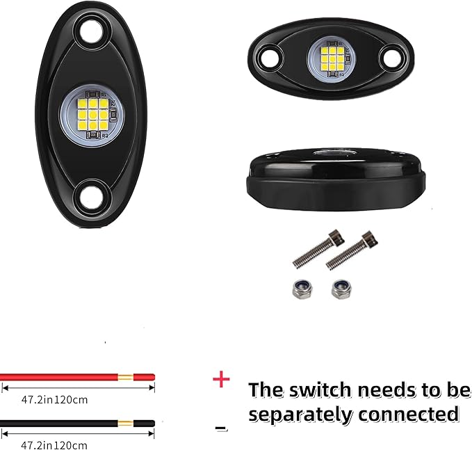 White Rock Light 12pods 6000k Pure White Led Rocks Lights kit Ip68 Waterproof 47inch Extension Wires for ATV Rv Utv SUV Offroad Pickup Trucks Golf Boat Cars Trailer Fender Underglow Lighting (White)