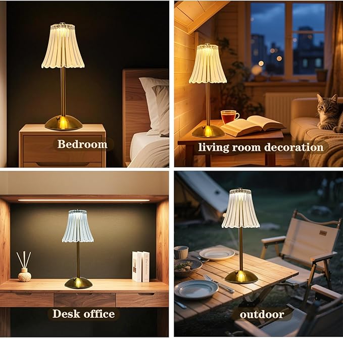 2 Pack Crystal Table Lamp, 5000mAh Rechargeable Battery Lamp with Touch Control, 3 Color Temperatures, Dimmable Brightness, Matte Aluminum Light for Bedroom/Bar/Kitchen/Outdoor, Home Décor