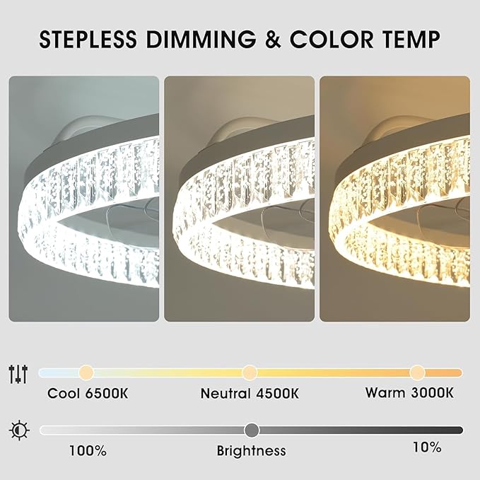 Ceiling Fans with Lights, 20'' Ceiling Fans with Lights and Remote, Low Profile Ceiling Fan with Light, 3 CCT & Dimmable, 6 Fan Speed, Remote&App Control Ceiling Fan for Bedroom, Living Room, Kitchen