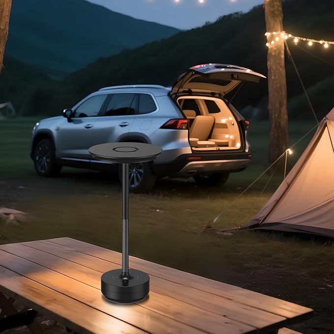 2-Pack Rechargeable Cordless Table Lamps – 5000mAh LED Touch Lamps with 3 Color Modes & Stepless Dimming – Metal Table Lights for Dining, Patio, Bedroom, Camping, Restaurant(Black)