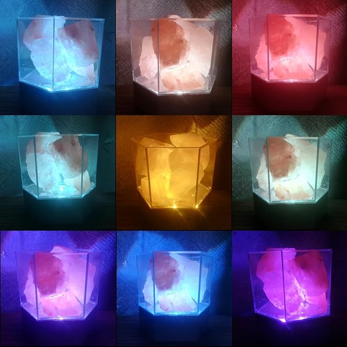 USB Himalayan Salt Rock Lamp with Color Changing, Natural Crystal Stone Aroma Diffuser Dimmable Night Light for Home Decor Zen Yoga Spa Meditation