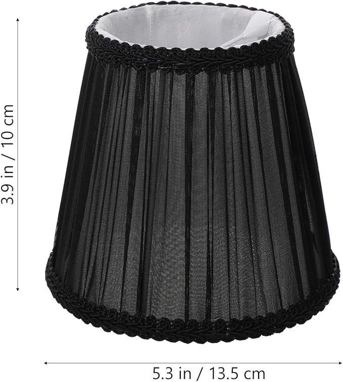 Lurrose Black Decor Lamp Shades Cloth Lamp Shade Covers, Clip On Bulb Lamp Shade Fabric Lampshade with Harp Pleated Cone for Table Chandelier Wall Lamp, Black Drum Lamp Shades Vintage Decor