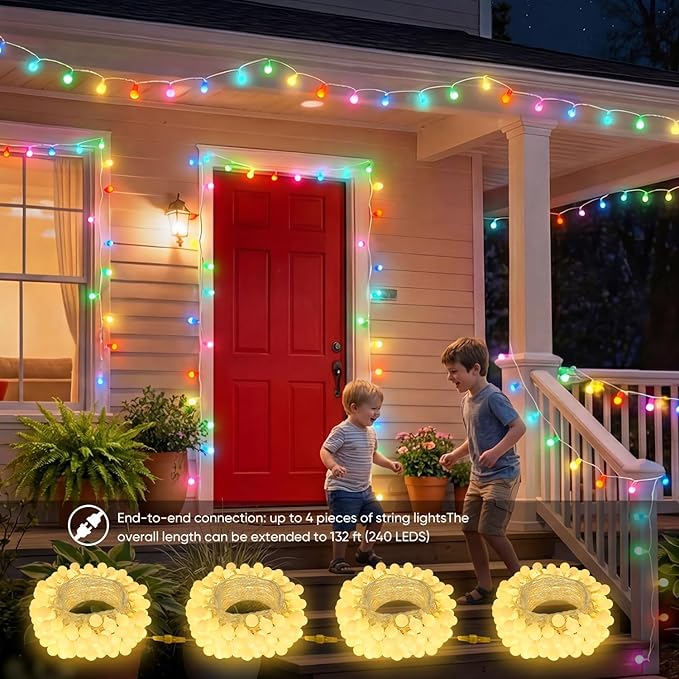 OMIKA 33FT Connectable Globe String Lights Indoor, 24 Color Changing Fairy Lights Plug in with Remote, 60 LEDs 128 Modes Christmas Lights Outdoor Waterproof for Tent Camping Bedroom Party Xmas Decor