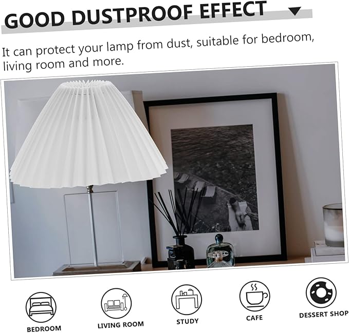 DOITOOL 1pc Pleated Lampshade Table Light Shade Farmhouse Lamp Cover Linen Lamp Cover Small Pleated Lamp Shades Wall Ceiling Light Shade Pendant E27 White Wrought Iron Rural Hanging Lamp