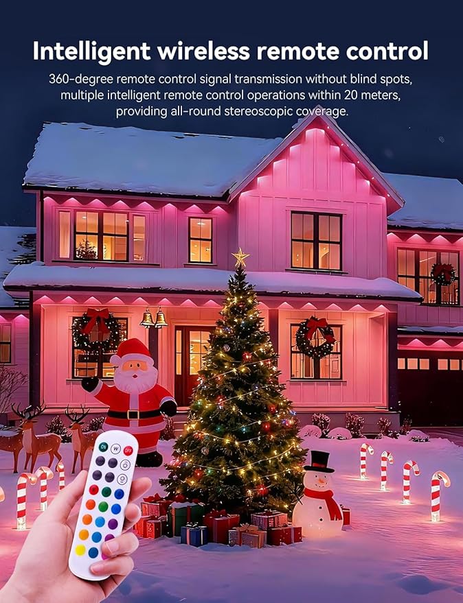50FT Permanent Outdoor Lights -RGB Eaves Lights with App Control Remote,DIY Scene Modes IP67 Waterproof Outside LED Light for Christmas, Holiday, Daily, House Roof Eternity Lighting