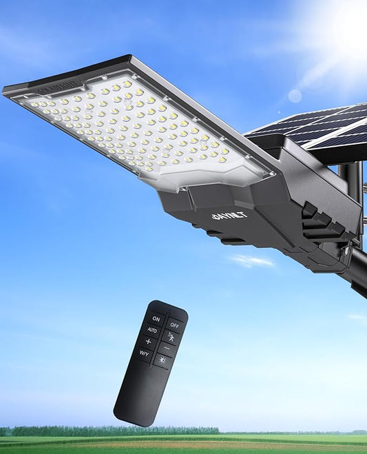 JAYNLT X-13000W Solar Street Lights Outdoor,6500K Ultra-Large Parking Lot Lights Commercial Dusk to Dawn,IP67 Industrial Grade Waterproof Solar Power Flood Security Lamps for Farm,Backyard
