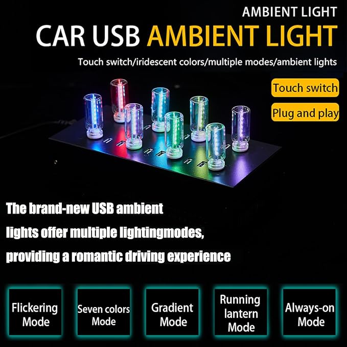 13 in 1 Car USB Night Light, Touch Adjustment Interior Car Lights, Portable Mini Glass Bottle LED Bulb Night Lights for Car, Camping, Party, Holiday Decoration, Bedroom, Desktop