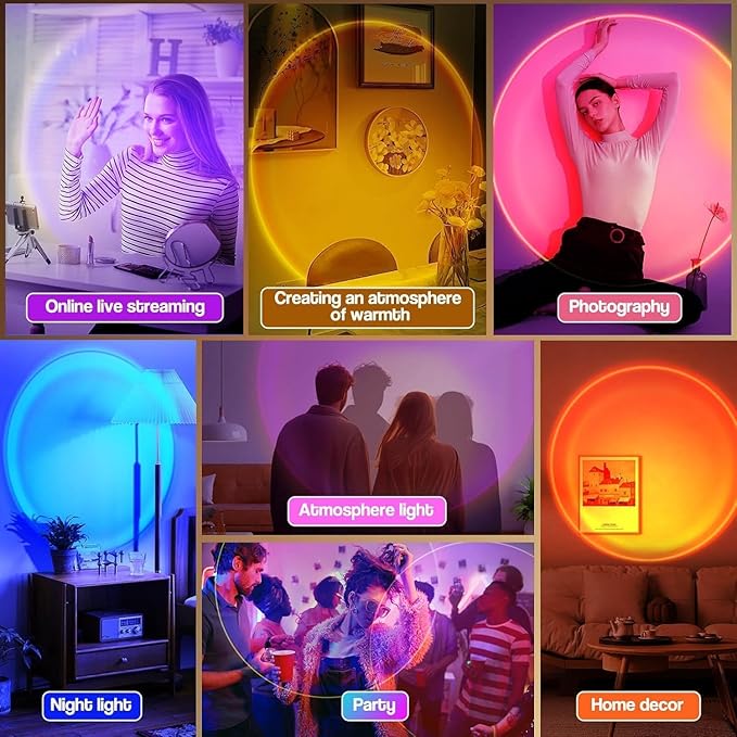 Sunset Lamp with APP & Remote Control,16 Colors Night Light 180° Rotation Rainbow 4 Modes Setting for Photography/Selfie/Party/Home/Living Room/Bedroom Decor, Gifts Women (red)
