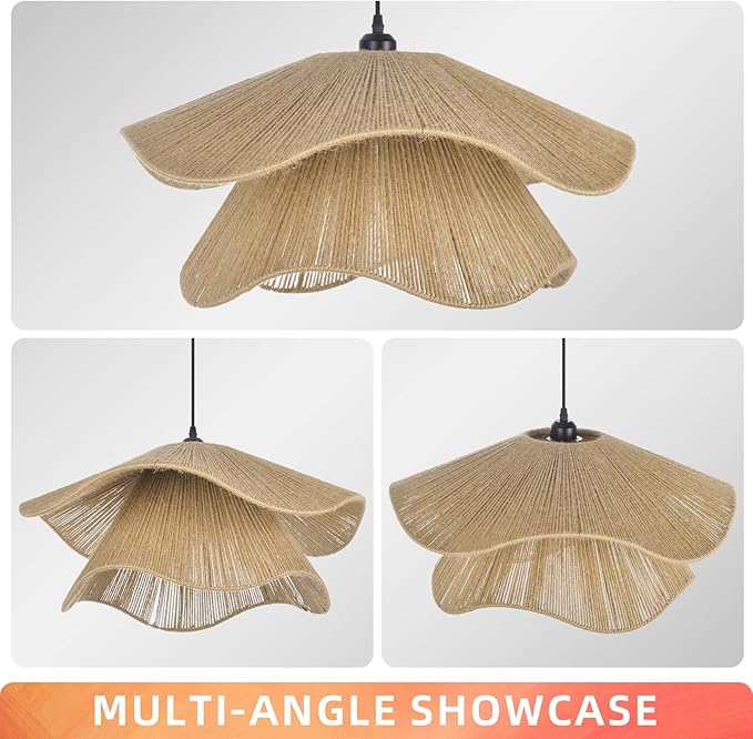 Arturesthome Pendant Light for Foyer Hallway Woven Pendant Lighting,Coastal Rope Lamp Shade Creative Ceiling Hanging Light for Dining Table Room