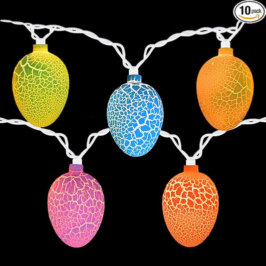 Egg Easter Lights Decorations, 10 Lights 8.5FT Multi Color Lights White Wire Pastel String Lights for Easter Decorations Outdoor Indoor, Plug in