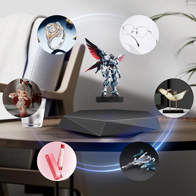 Levitating Display Stand,Magnetic Floating Display with Stand for Toys,Figures,Miniatures,360 Degree Miniature Automatic Rotating Stand,Levitating Decor for Home & Office,Birthday Gift,Christmas Gift,Futuristic Gadgets,Black