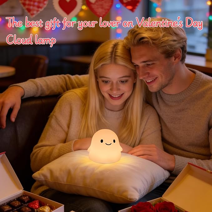 Halloween Ghost Night Light, 50-Hour Battery & Pat Control, Cute Squishy Lamp for Kids Room Decor, USB Rechargeable with Timer, Cute Home Decor