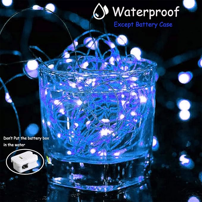 ZGWJ Fairy Lights Battery Operated, 24 Pack Blue Twinkle String Lights 20 LED 7FT 3 Lighting Modes Waterproof for Bedroom, Easter, Halloween, Christmas, Party Indoor and Outdoor Decoration