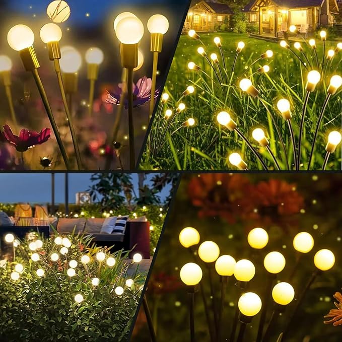 Solar Garden Lights Outdoor Waterproof Upgraded Flexible Titanium Wires Wind Swaying Firefly Lights for Patio Yard Pathway Unique Dancing Solar Decor Gifts for Women Christmas (6Pack)