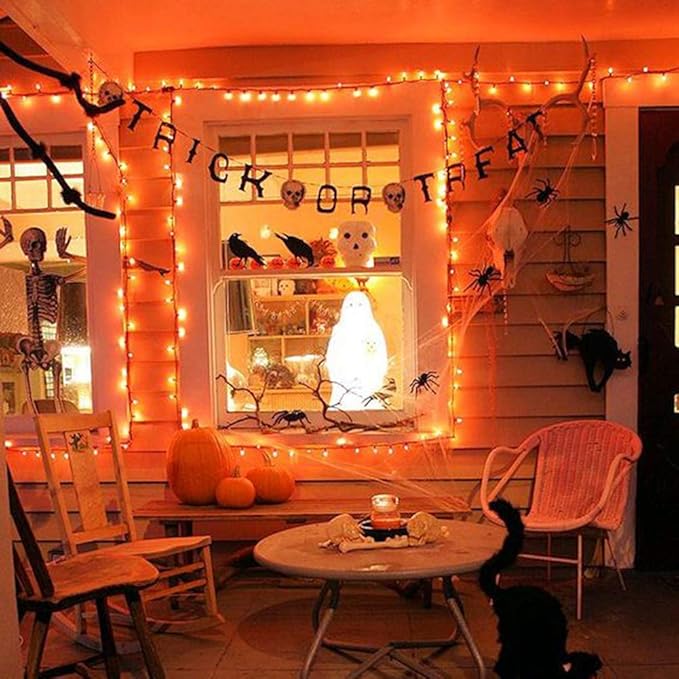25 Pack C7 Orange Halloween Replacement Bulbs C7 Clear Outdoor String Light Replacement Bulbs, C7/E12 Candelabra Base, 5 Watt