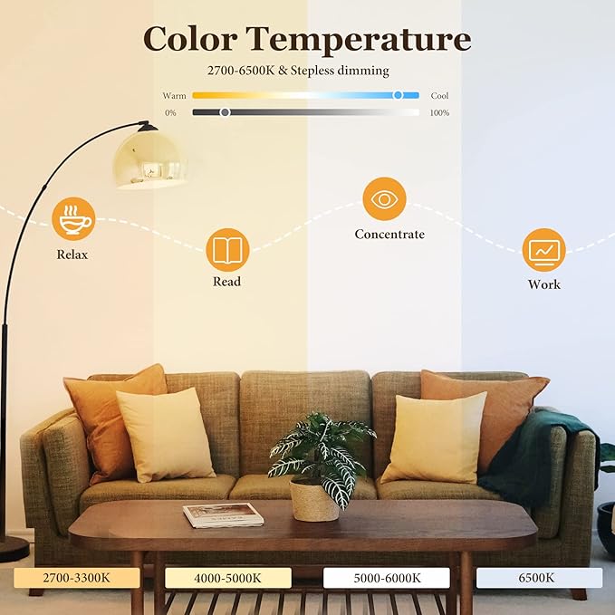 Smart Light Bulbs, WiFi & Bluetooth 5.0, Work with Alexa Google Assistant, App Control, Color Changing LED Bulb, E26 800LM Dimmable RGB Lights, Smart Home Lighting, Dimmable, 4Pack