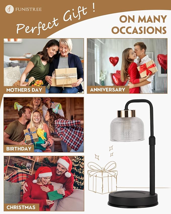 Candle Warmer Lamp with Timer & Dimmable Brightness, House Warming Gifts New Home, Candle Warming Lamp Gifts for Anniversary, Birthday Gifts for Women Mom, Flameless Wax Melt Warmer for Jar Candles