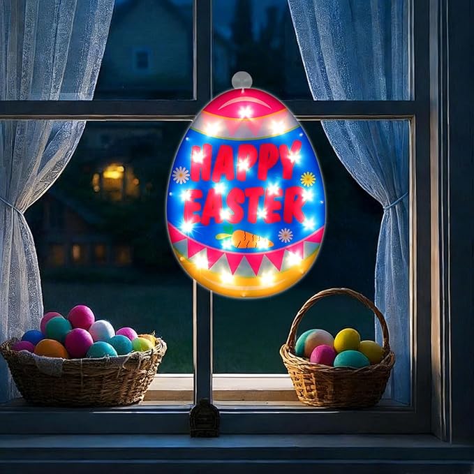 17" 20LED Lighted Easter Egg Decor - UL Certified, Cozy Warm Glow, Window Display & Hanging Decor, Table Accent, Ideal Gift, Neat Gift Box Packed
