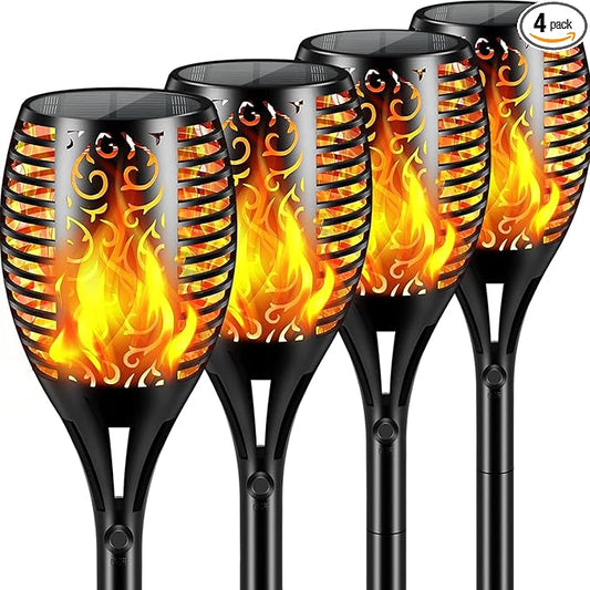 Solar Lights Outdoor 99 LED Higher & Larger Flickering Flame Solar Torch Lights 43" Waterproof Outdoor Lighting Solar Powered Pathway Lights Christmas Decorations for Garden Patio Yard, 4Pack