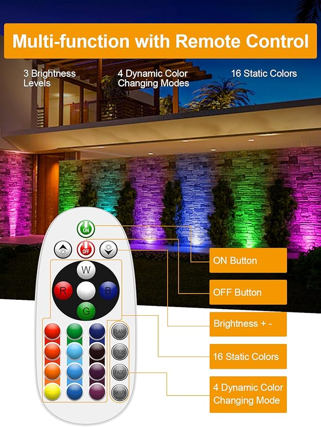 ZUCKEO RGB Low Voltage Landscape Lights LED Color Changing Well Lights, Outdoor In Ground Light Waterproof Accent Spotlights 12-24V Landscape Lighting for Yard Garden Pathway(8Pack with Connectors)