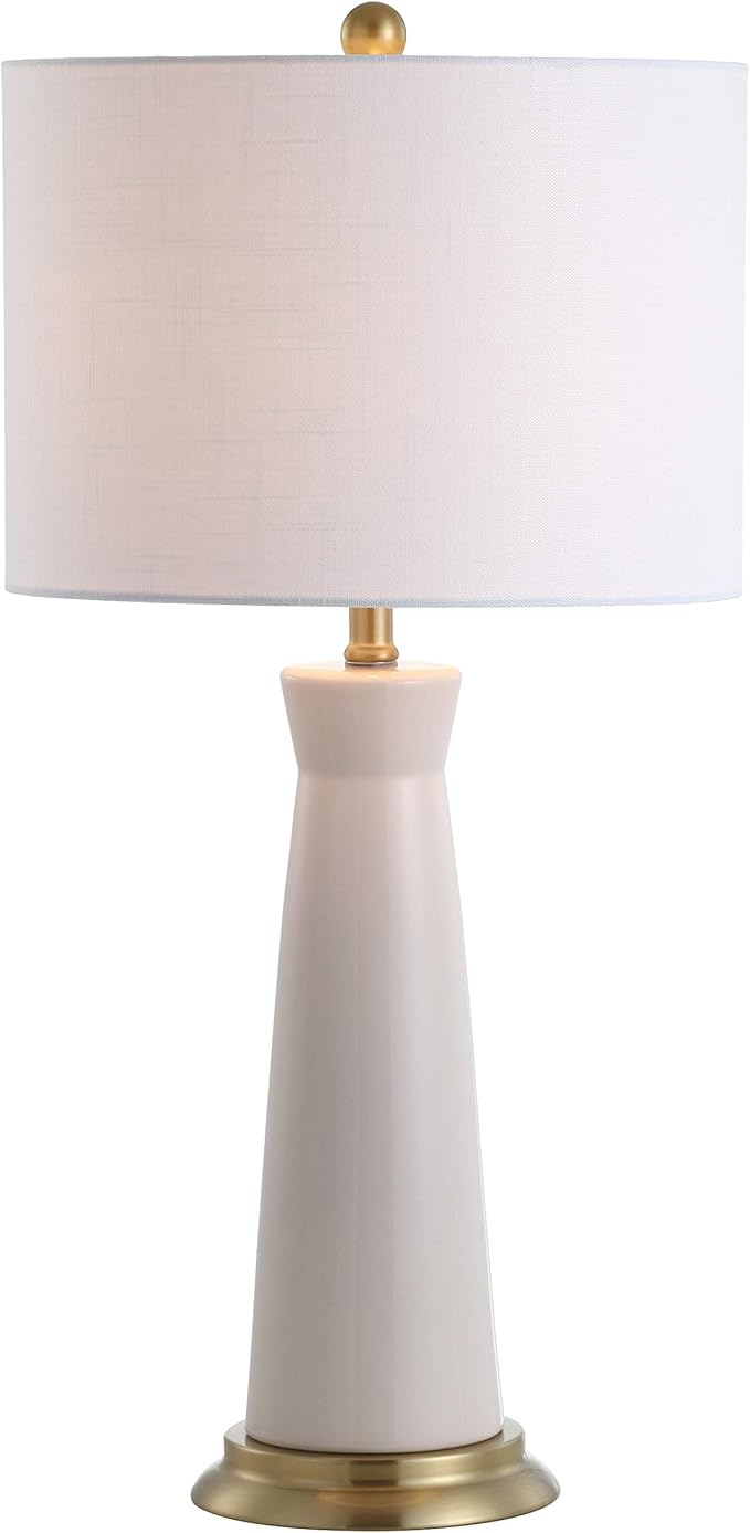 JONATHAN Y JYL3046A Hartley 29" Ceramic Column LED Table Lamp Contemporary Transitional Bedside Desk Nightstand Lamp for Bedroom Living Room Office College Bookcase LED Bulb Included, Cream