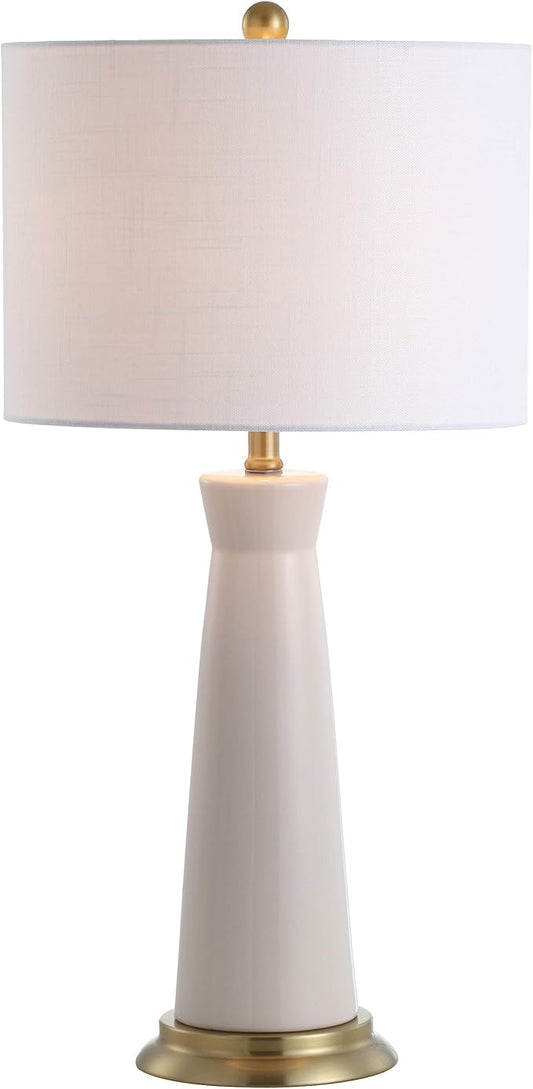 JONATHAN Y JYL3046A Hartley 29" Ceramic Column LED Table Lamp Contemporary Transitional Bedside Desk Nightstand Lamp for Bedroom Living Room Office College Bookcase LED Bulb Included, Cream