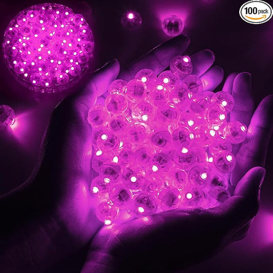 100pcs Balloon Lights Mini Led Lights Round Long Standby Time Paper Lantern Balloons Lighting for Birthday Party Christmas Halloween Decoration (Pink, 100 PCS)