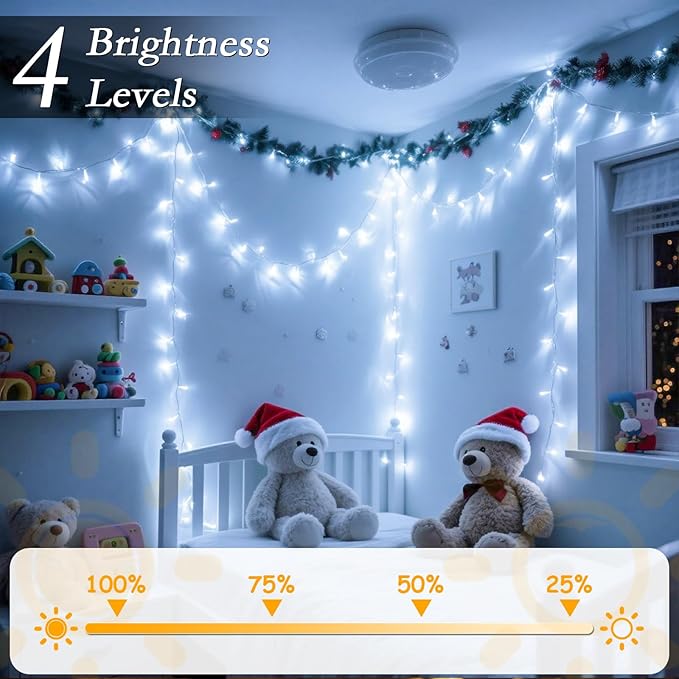 66FT 200 LED Christmas Tree Lights, Bright Cool White Outdoor Christmas String Lights for House, Fairy Lights with 8 Modes, Waterproof & Durable Indoor Outdoor Decor, Timer Included