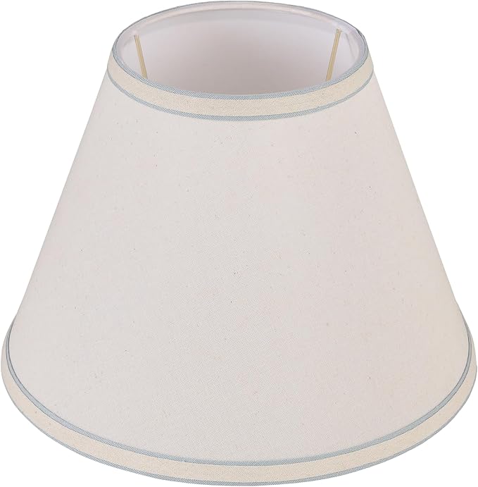 Aspen Creative 58881A Transitional Empire Shape Uno Construction Lamp Shade in Ivory Powder with Blue Trim, 6" Top x 12" Bottom x 9" Slant Height
